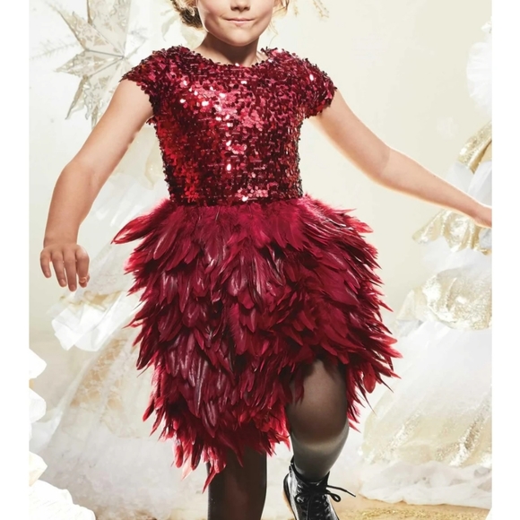 Chasing fireflies feather party dress 4 5 8 10 16 - Picture 7 of 17